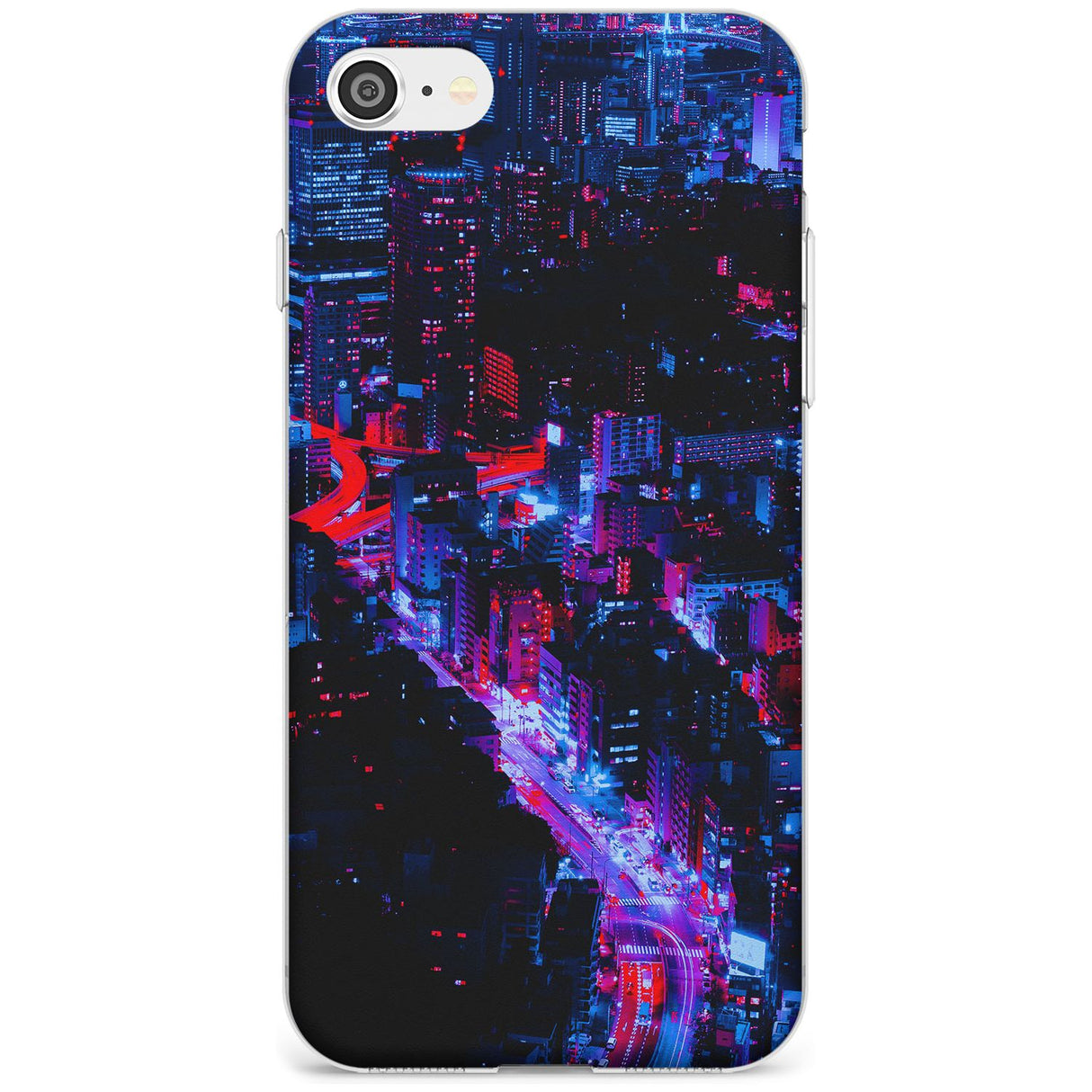 Arial City View - Neon Cities Photographs Slim TPU Phone Case for iPhone SE 8 7 Plus