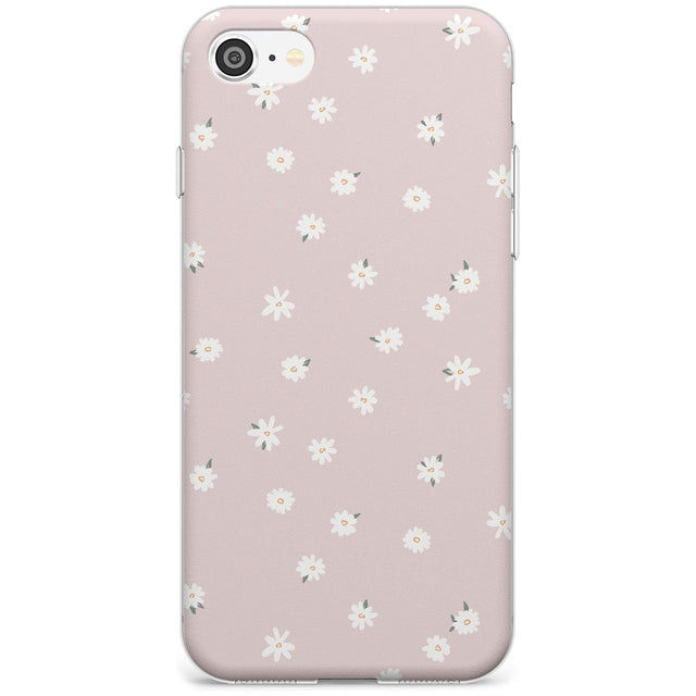 Painted Daises on Pink - Cute Floral Daisy Design Black Impact Phone Case for iPhone SE 8 7 Plus