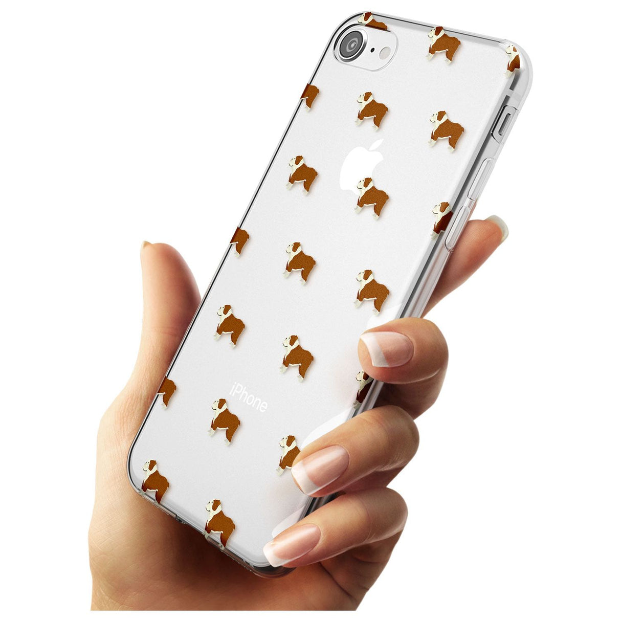 English Bulldog Dog Pattern Clear Slim TPU Phone Case for iPhone SE 8 7 Plus