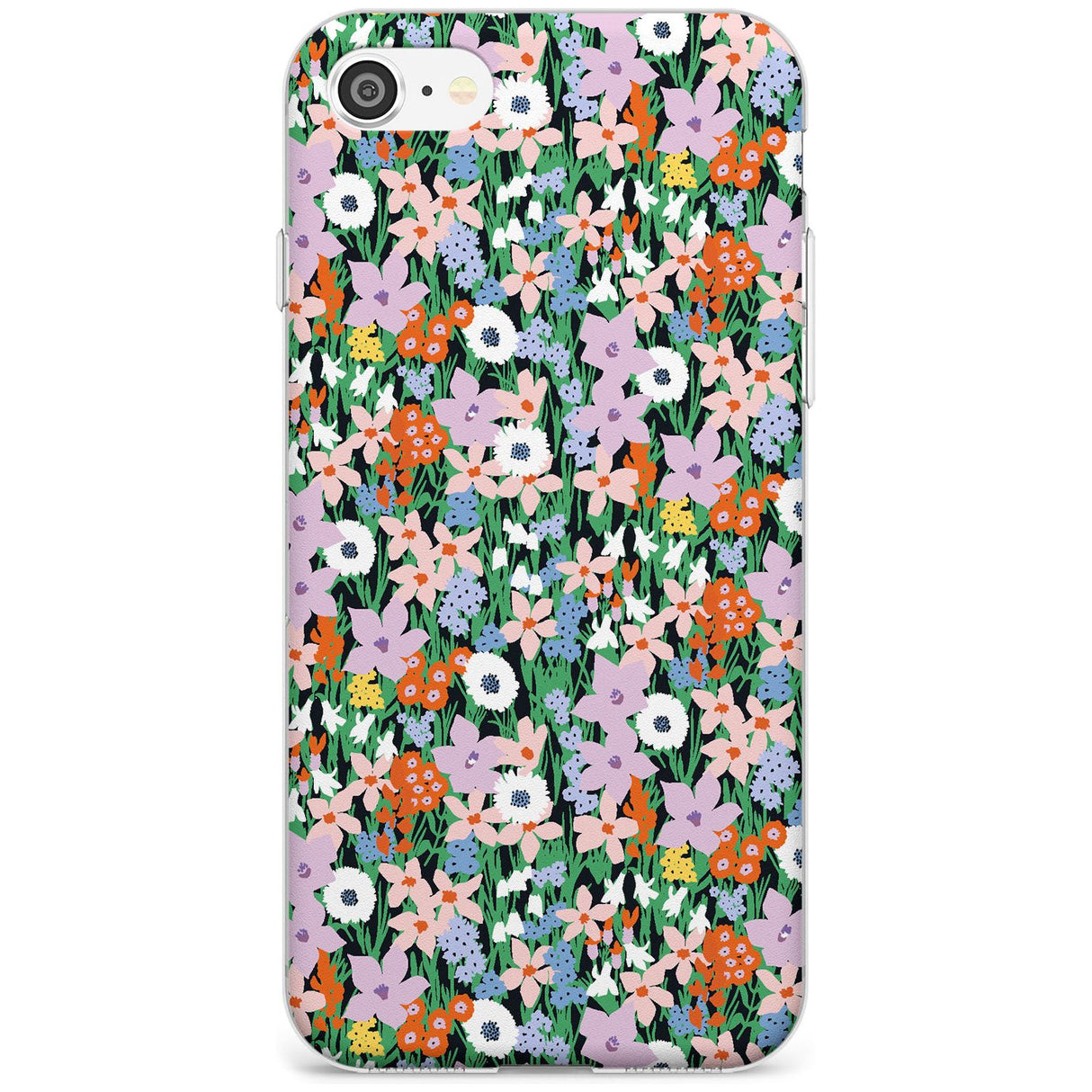 Jazzy Floral Mix: Solid Black Impact Phone Case for iPhone SE 8 7 Plus