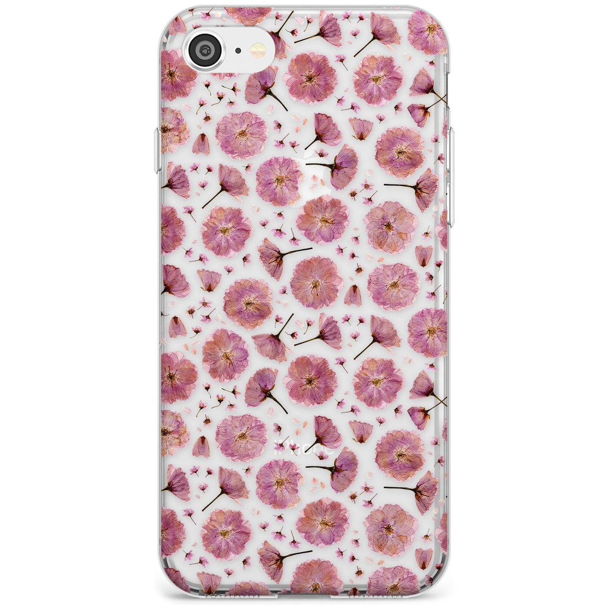 Pink Flowers & Blossoms Transparent Design Slim TPU Phone Case for iPhone SE 8 7 Plus