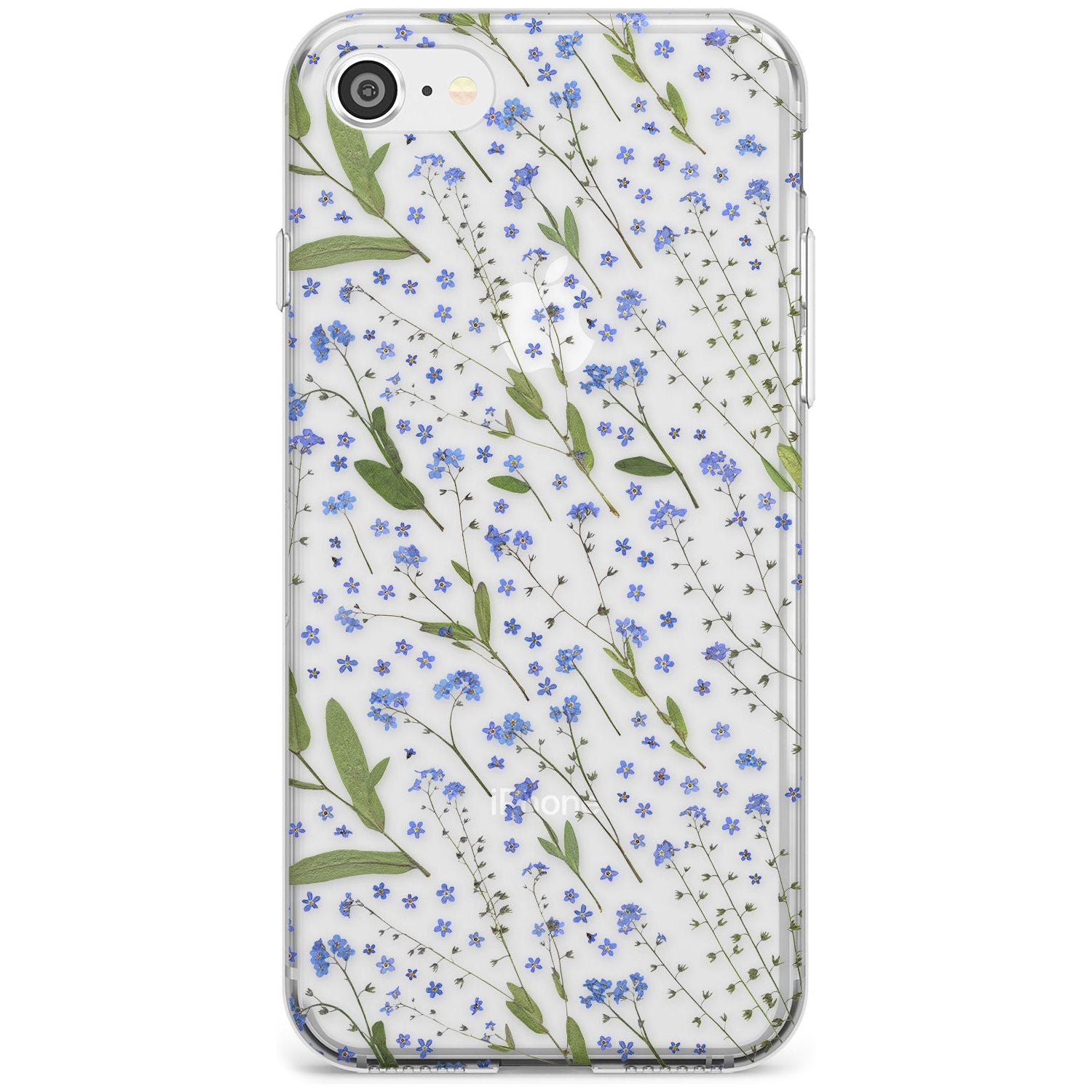 Blue Wild Flower Design Slim TPU Phone Case for iPhone SE 8 7 Plus