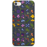 Wildflower Grid Boxes Pattern - Navy Slim TPU Phone Case for iPhone SE 8 7 Plus