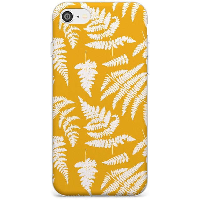 Fern Pattern on Yellow Slim TPU Phone Case for iPhone SE 8 7 Plus