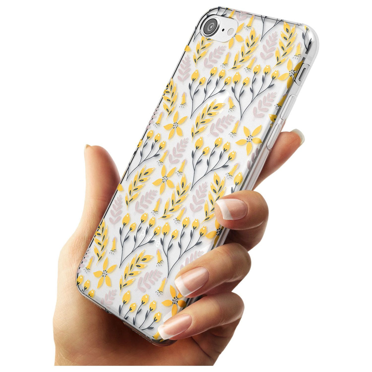 Yellow Leaves Transparent Floral Slim TPU Phone Case for iPhone SE 8 7 Plus