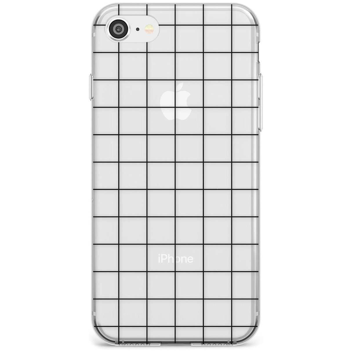 Simplistic Large Grid Pattern Black (Transparent) Slim TPU Phone Case for iPhone SE 8 7 Plus