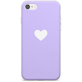 Single Heart White & Pale Purple Slim TPU Phone Case for iPhone SE 8 7 Plus