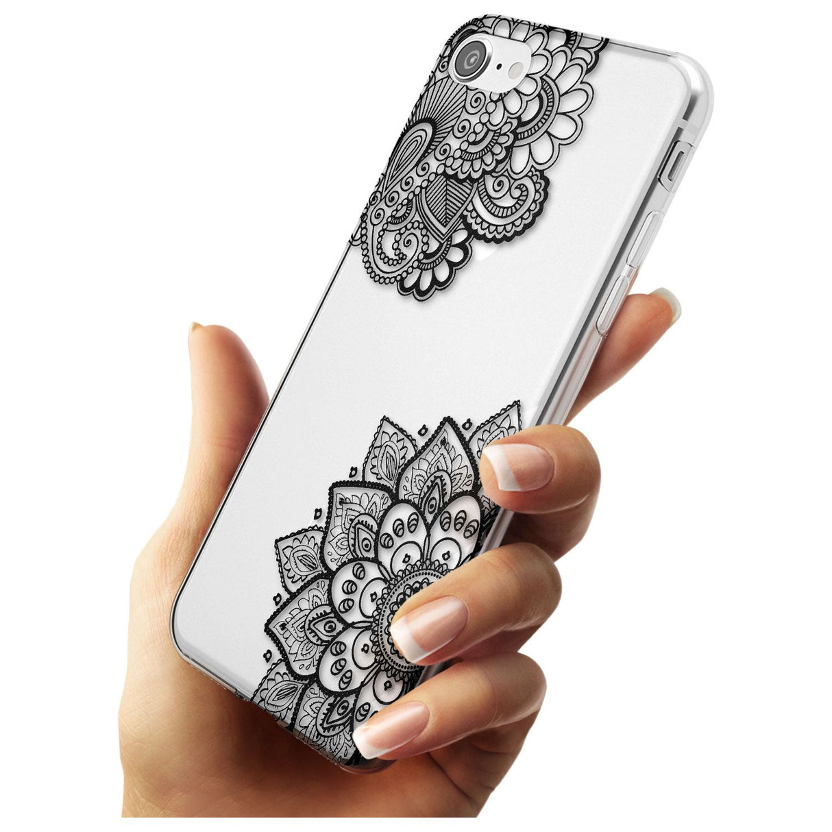 Black Henna Florals Slim TPU Phone Case for iPhone SE 8 7 Plus