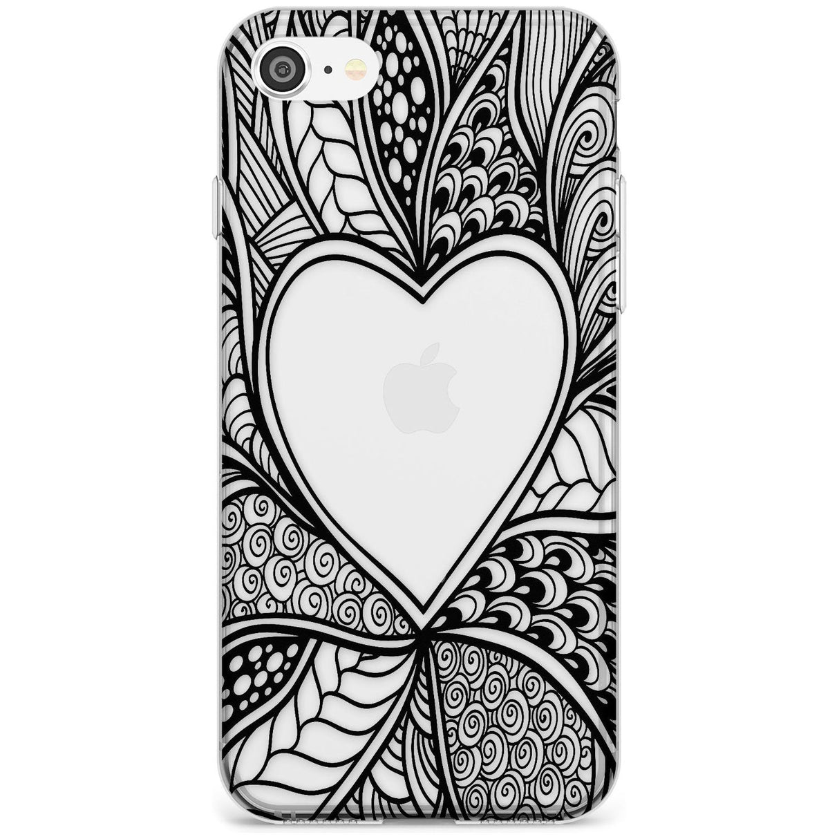 Black Henna Heart Slim TPU Phone Case for iPhone SE 8 7 Plus