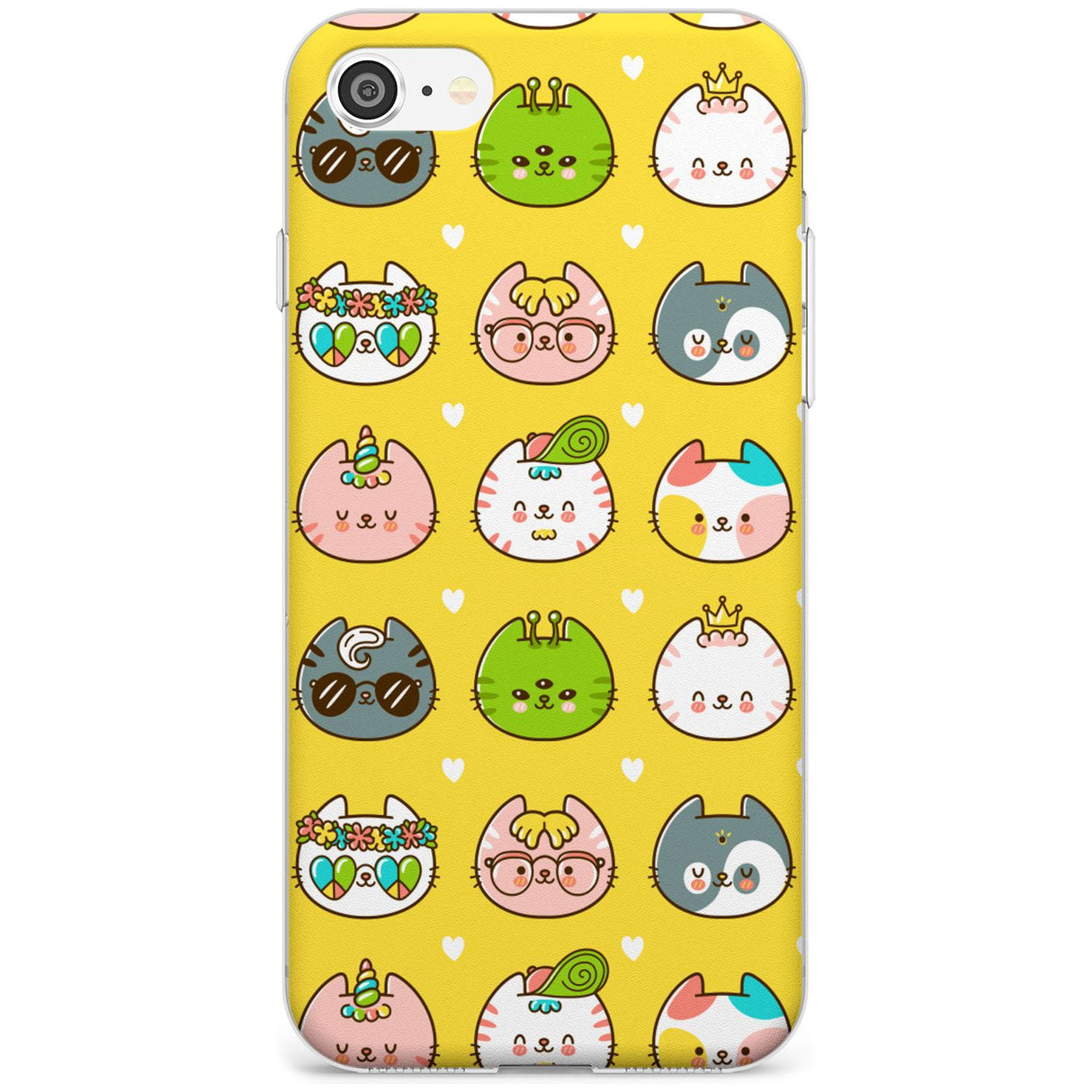 Mythical Cats Kawaii Pattern Slim TPU Phone Case for iPhone SE 8 7 Plus