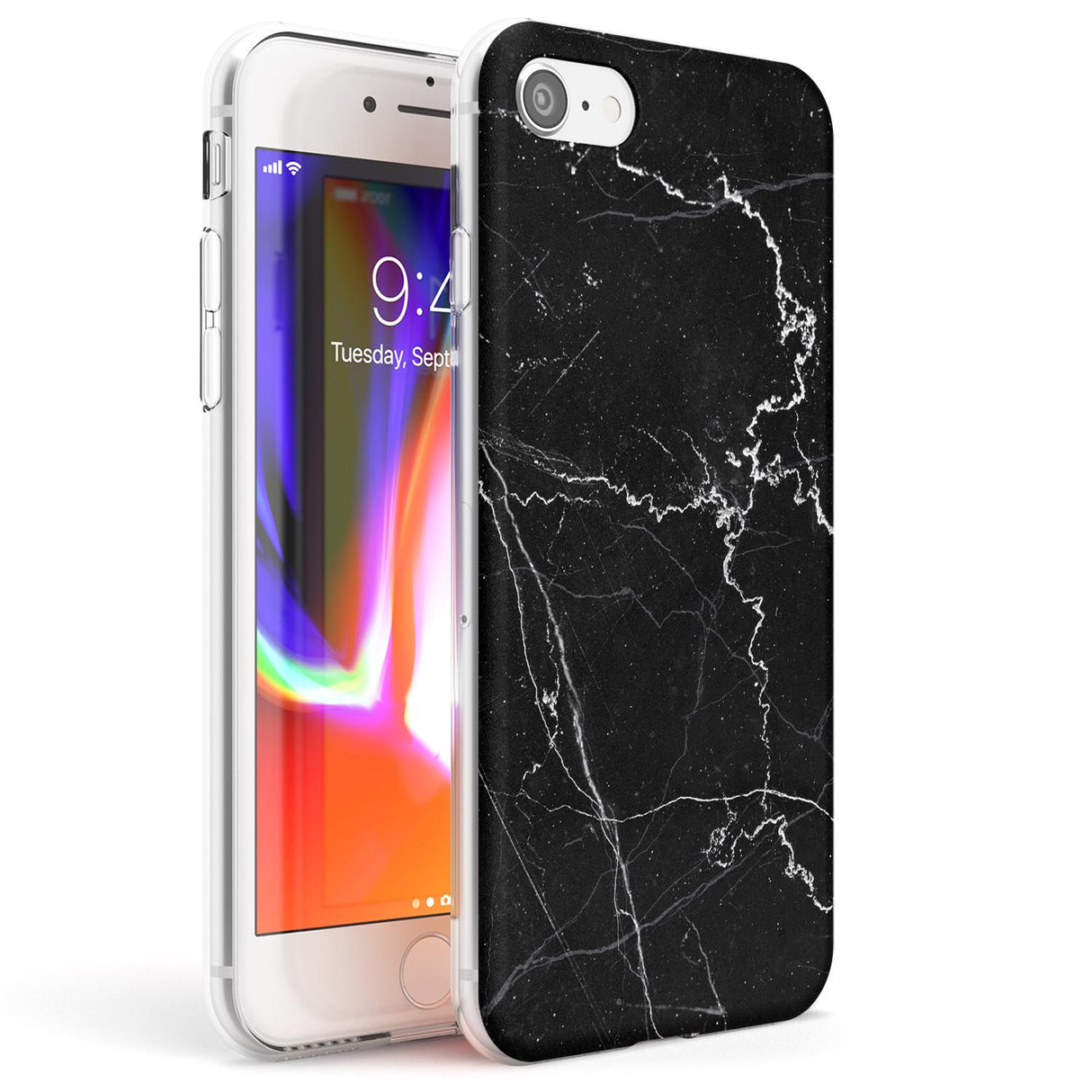 Bold Black Marble with White Texture Phone Case iPhone 7/8 / Clear Case,iPhone SE / Clear Case Blanc Space