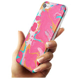 Pink, Orange & Turquoise Marbled Paper Pattern Slim TPU Phone Case for iPhone SE 8 7 Plus