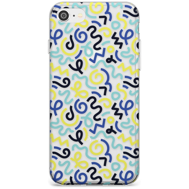 Blue & Yellow Shapes Memphis Retro Pattern Design Slim TPU Phone Case for iPhone SE 8 7 Plus