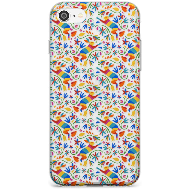 Floral Rabbit Pattern in Rainbow Black Impact Phone Case for iPhone SE 8 7 Plus