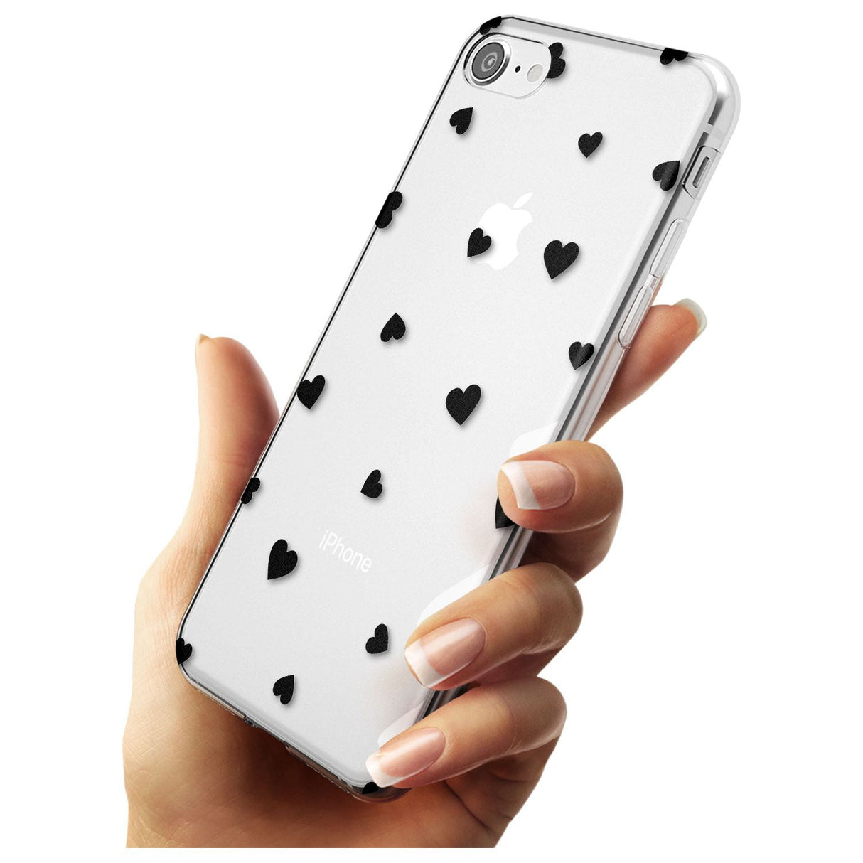 Black Hearts Pattern Slim TPU Phone Case for iPhone SE 8 7 Plus