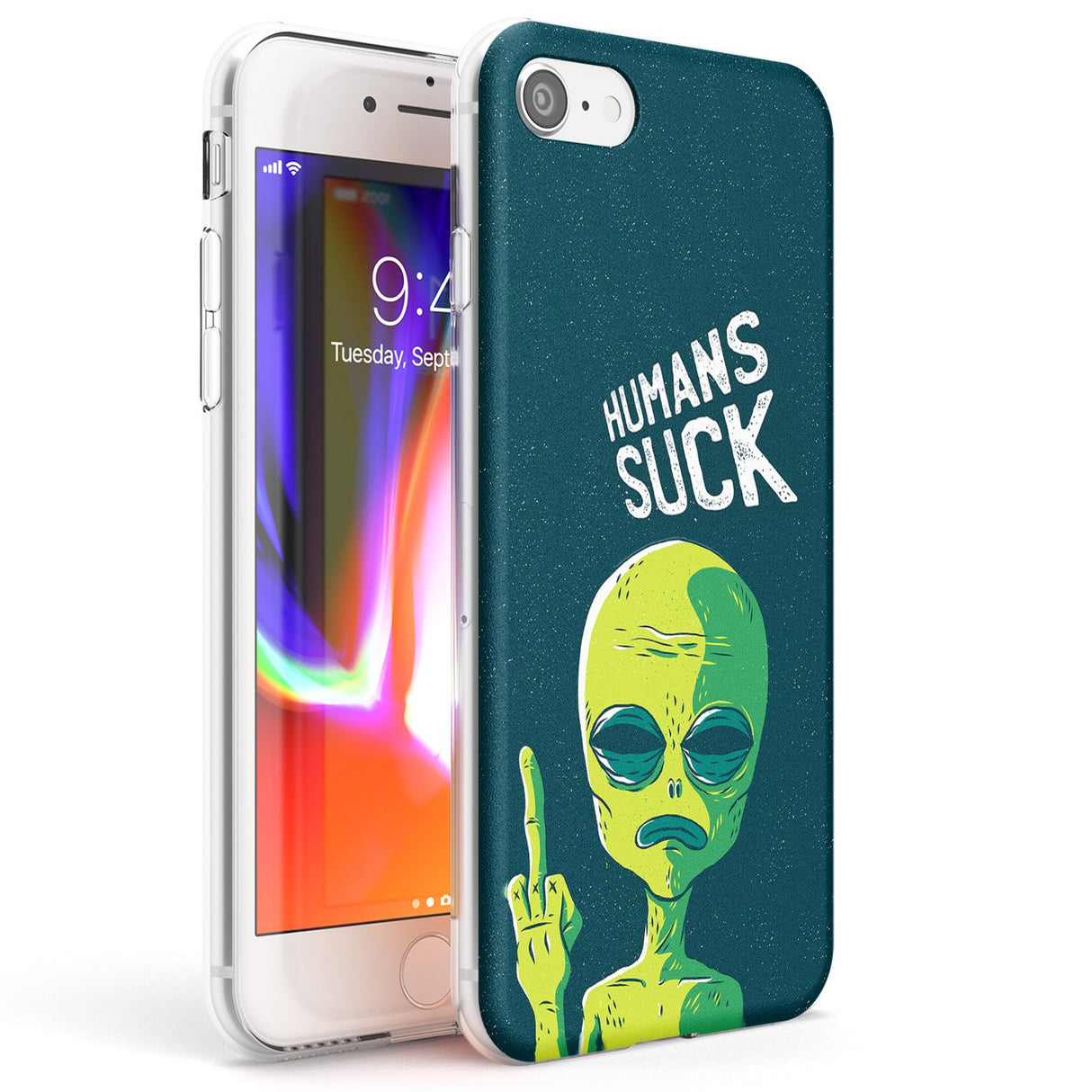 Humans Suck Alien Phone Case iPhone 7/8 / Clear Case,iPhone SE / Clear Case Blanc Space