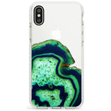 Neon Green & Blue Agate Crystal Transparent Design Impact Phone Case for iPhone X XS Max XR