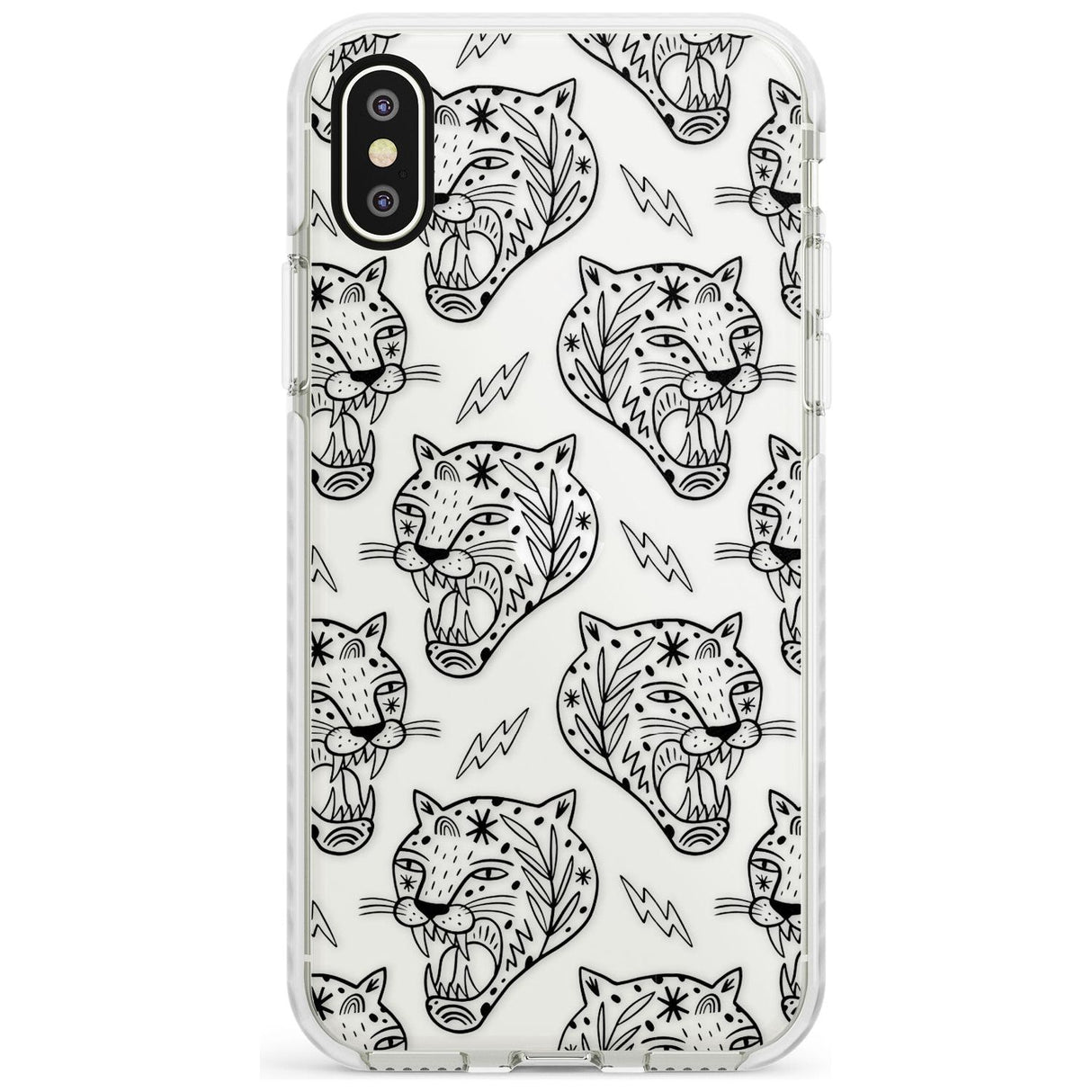 Black Tiger Roar Pattern Impact Phone Case for iPhone X XS Max XR