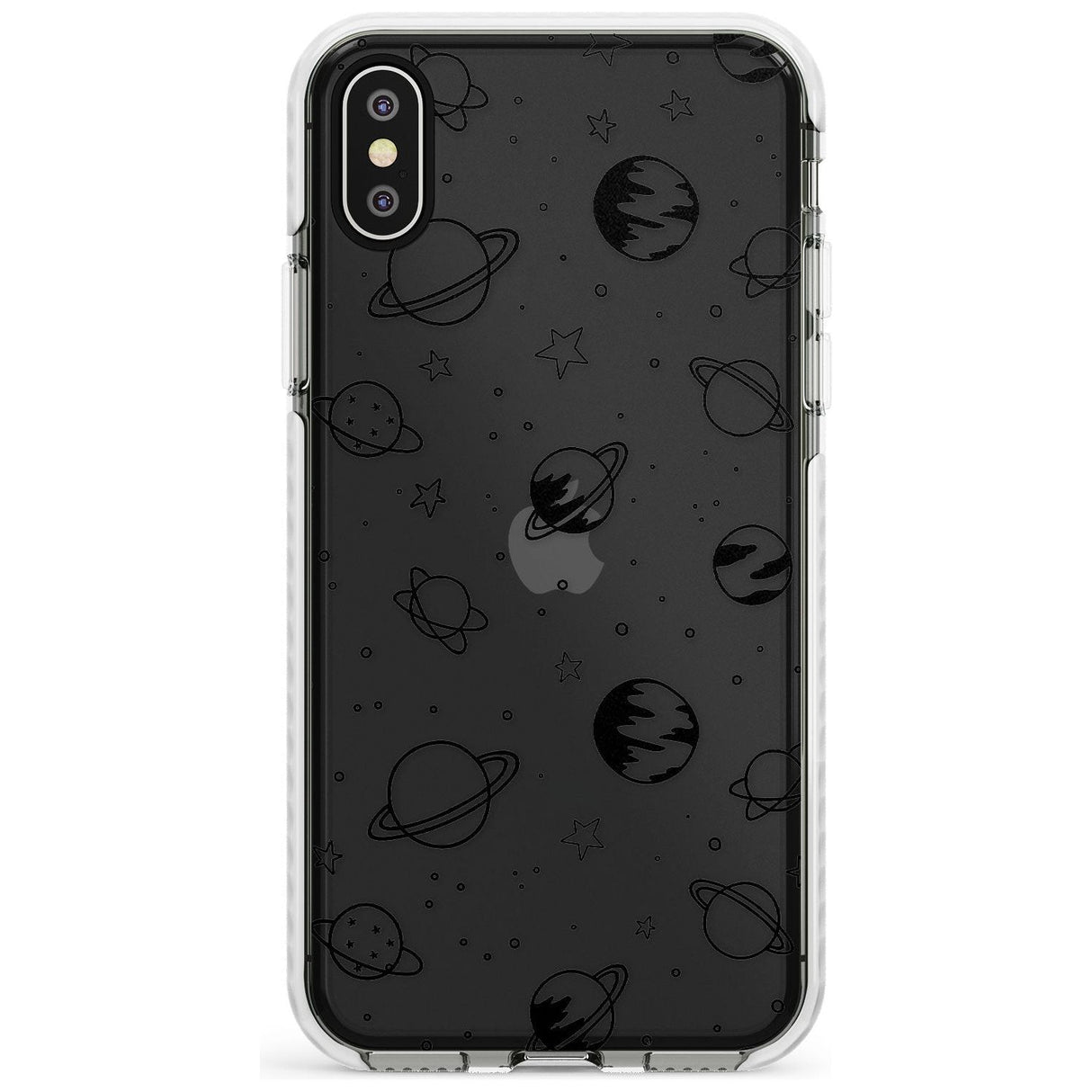 Outer Space Outlines: Black on Clear Slim TPU Phone Case Warehouse X XS Max XR