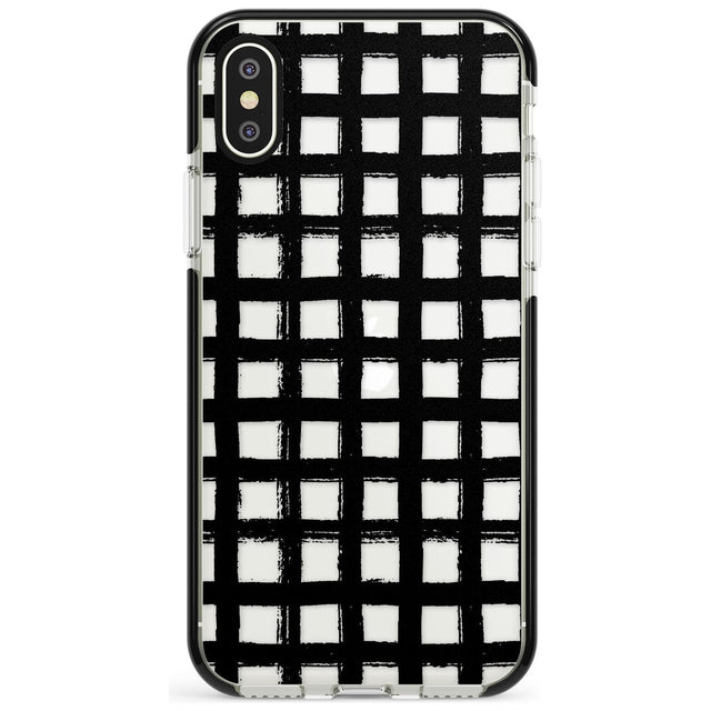 Messy Black Grid - Clear Pink Fade Impact Phone Case for iPhone X XS Max XR