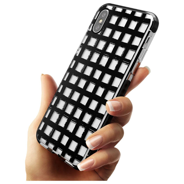 Messy Black Grid - Clear Pink Fade Impact Phone Case for iPhone X XS Max XR