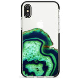 Neon Green & Blue Agate Crystal Transparent Design Black Impact Phone Case for iPhone X XS Max XR