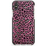 Green on Pink Leopard Print Pattern Black Impact Phone Case for iPhone X XS Max XR