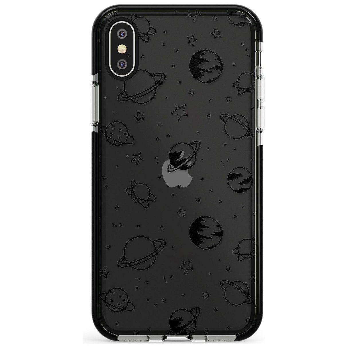 Outer Space Outlines: Black on Clear Pink Fade Impact Phone Case for iPhone X XS Max XR