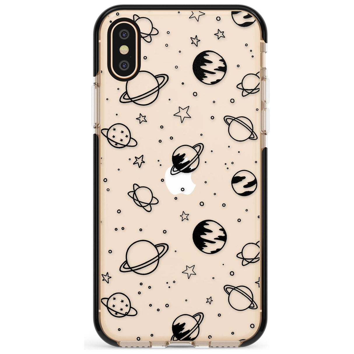 Outer Space Outlines: Black on Clear Pink Fade Impact Phone Case for iPhone X XS Max XR