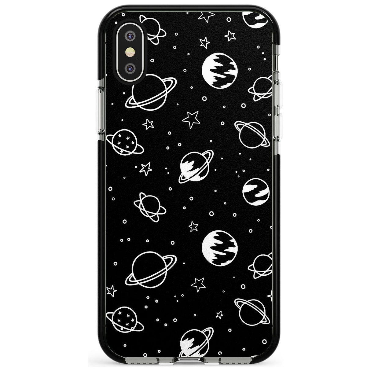 Outer Space Outlines: White on Black Pink Fade Impact Phone Case for iPhone X XS Max XR