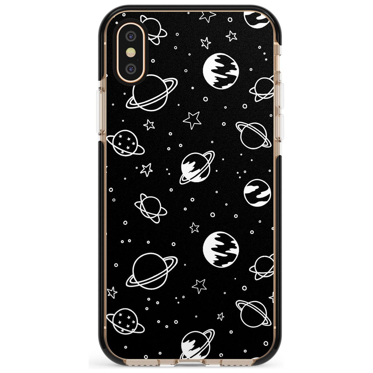 Outer Space Outlines: White on Black Pink Fade Impact Phone Case for iPhone X XS Max XR