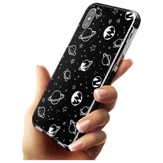 Outer Space Outlines: White on Black Pink Fade Impact Phone Case for iPhone X XS Max XR