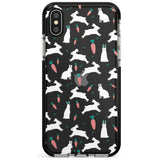 White Bunnies and Carrots Black Impact Phone Case for iPhone X XS Max XR