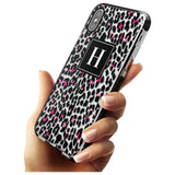 Customised Pink Monogram Leopard Spots Black Impact Phone Case for iPhone X XS Max XR