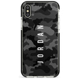 Small Vertical Name Personalised Black Camouflage Black Impact Phone Case for iPhone X XS Max XR