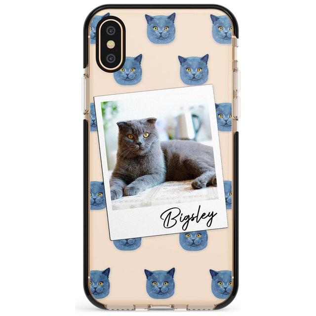 Personalised English Blue Cat Photo Black Impact Phone Case for iPhone X XS Max XR