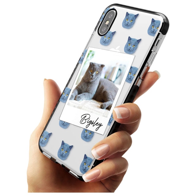 Personalised English Blue Cat Photo Black Impact Phone Case for iPhone X XS Max XR