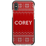 Personalised Red Christmas Knitted Jumper Black Impact Phone Case for iPhone X XS Max XR