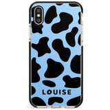 Personalised Blue and Black Cow Print Black Impact Phone Case for iPhone X XS Max XR