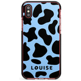 Personalised Blue and Black Cow Print Black Impact Phone Case for iPhone X XS Max XR