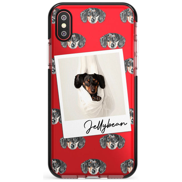 Dachshund, Black- Custom Dog Photo Pink Fade Impact Phone Case for iPhone X XS Max XR