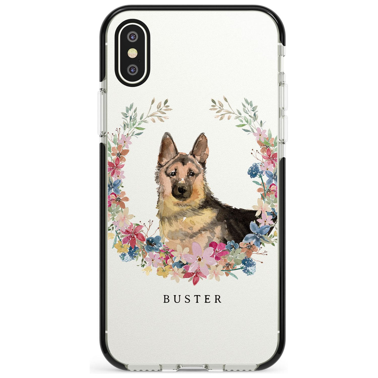 German Shepherd - Watercolour Dog Portrait Black Impact Phone Case for iPhone X XS Max XR