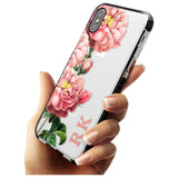 Custom Clear Vintage Floral Pink Peonies Black Impact Phone Case for iPhone X XS Max XR