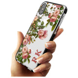 Custom Clear Vintage Floral Pink Garden Roses Black Impact Phone Case for iPhone X XS Max XR