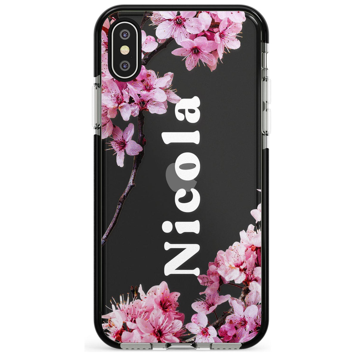 Cherry Blossoms with Custom Text Pink Fade Impact Phone Case for iPhone X XS Max XR