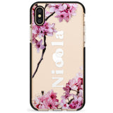 Cherry Blossoms with Custom Text Pink Fade Impact Phone Case for iPhone X XS Max XR