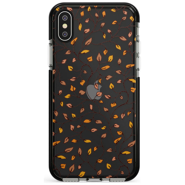 Personalised Autumn Leaves Pattern Black Impact Phone Case for iPhone X XS Max XR