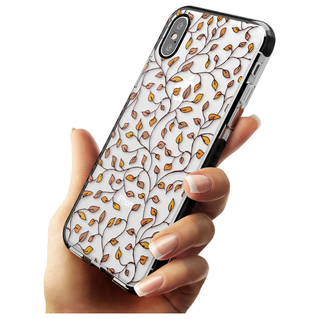 Personalised Autumn Leaves Pattern Black Impact Phone Case for iPhone X XS Max XR