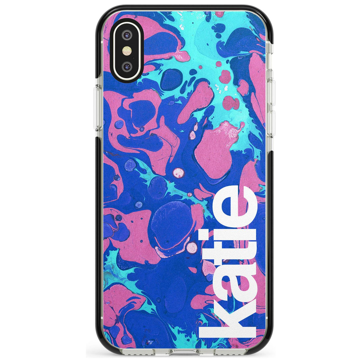 Navy, Turquoise + Purple - Marbled iPhone Case  Black Impact Custom Phone Case - Case Warehouse