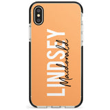 Bold Custom Name: Peach Black Impact Phone Case for iPhone X XS Max XR